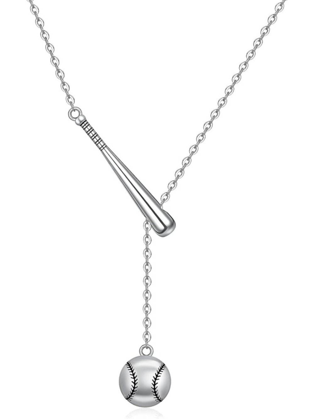 Stylish 925 Sterling Silver Baseball Necklace for Women with Bat Pendant Jewelry